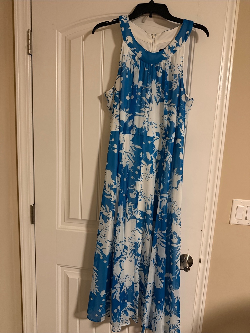 Chaps Blue and White Floral Maxi Dress